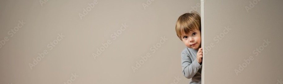 child peeking around a corner
