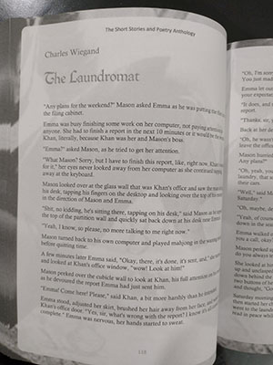 A picture that shows one of my short stories published in an anthology